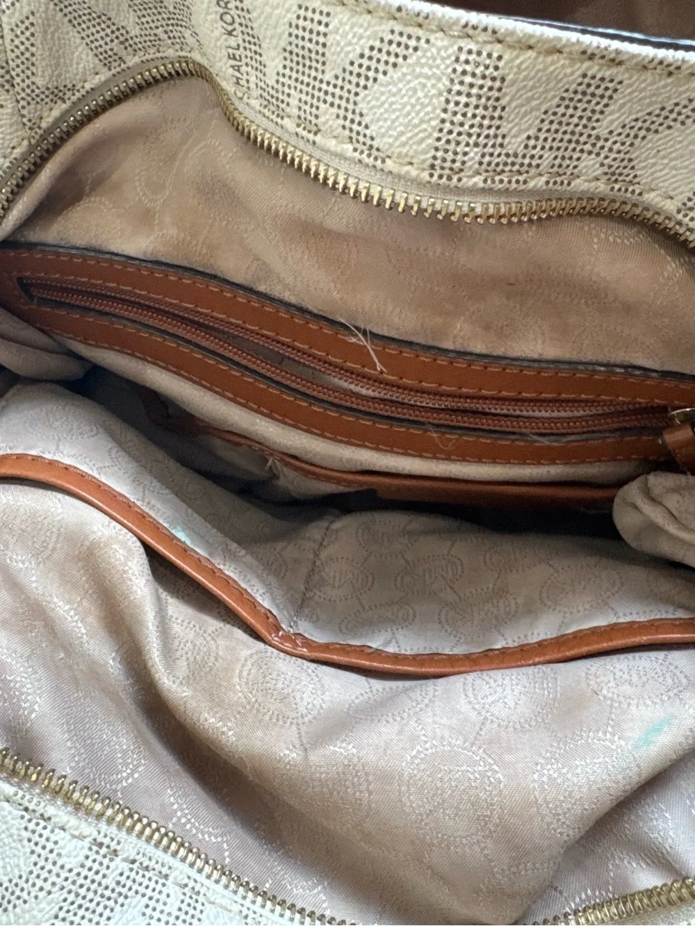 Michael Kors Cream MK Logo Hobo Bag